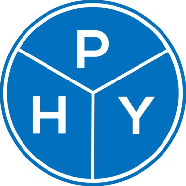 Beyaz arkaplanda PHY harf logosu tasarımı. PHY yaratıcı daire harfi logosu. PHY harf tasarımı.