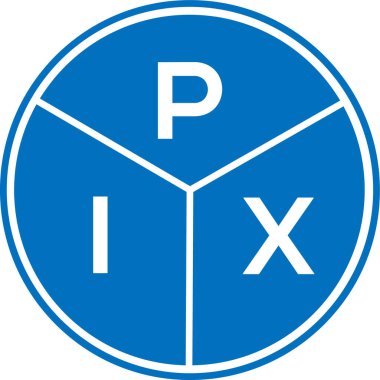 Beyaz arkaplanda PIX harfli logo tasarımı. PIX yaratıcı daire harfi logosu konsepti. PIX harf tasarımı.