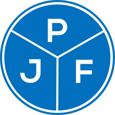 Beyaz arka planda PJF harf logosu tasarımı. PJF yaratıcı daire harfi logosu konsepti. PJF harf tasarımı.