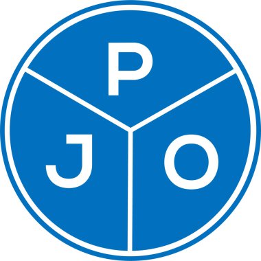 Beyaz arka planda PJO harf logosu tasarımı. PJO yaratıcı daire harfi logosu konsepti. PJO harf tasarımı.