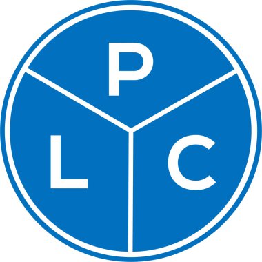 Beyaz arkaplanda PLC harf logosu tasarımı. PLC yaratıcı daire harfi logosu konsepti. PLC harf tasarımı.