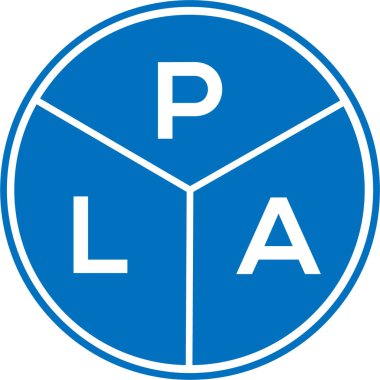Beyaz arka planda PLA harf logosu tasarımı. PLA yaratıcı daire harfi logosu. PLA harf tasarımı.