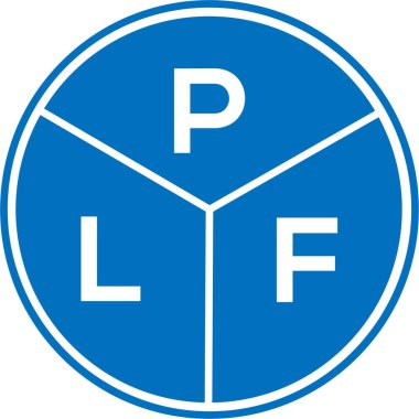 Beyaz arkaplanda PLF harf logosu tasarımı. PLF yaratıcı daire harfi logosu konsepti. PLF harf tasarımı.