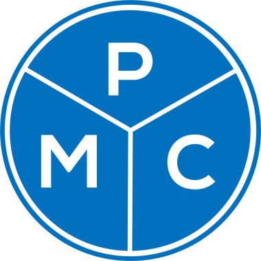 Beyaz arka planda PMC harf logosu tasarımı. PMC yaratıcı daire harfi logosu konsepti. PMC harf tasarımı.