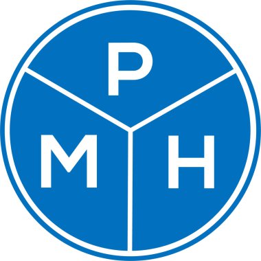 Beyaz arkaplanda PMH harf logosu tasarımı. PMH yaratıcı daire harfi logosu konsepti. PMH harf tasarımı.