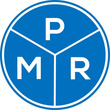 Beyaz arka planda PMR harfi logo tasarımı. PMR yaratıcı daire harfi logosu konsepti. PMR harf tasarımı.