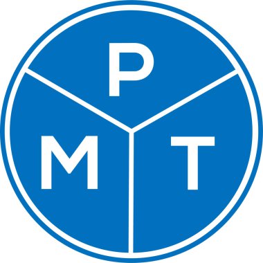 Beyaz arka planda PMT harf logosu tasarımı. PMT yaratıcı daire harfi logosu konsepti. PMT harf tasarımı.