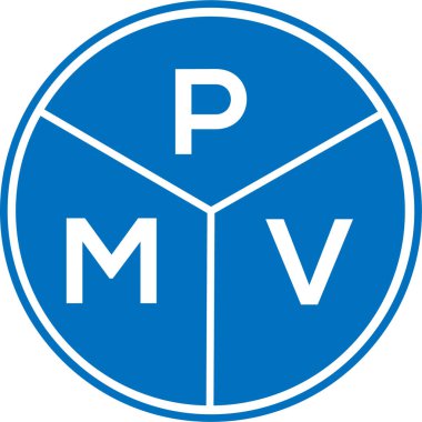 Beyaz arka planda PMV harf logosu tasarımı. PMV yaratıcı daire harfi logosu konsepti. PMV harf tasarımı. 