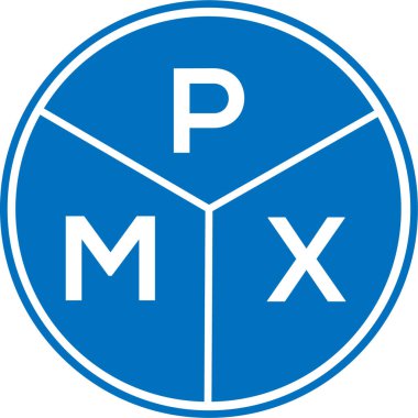 Beyaz arka planda PMX harfli logo tasarımı. PMX yaratıcı daire harfi logosu konsepti. PMX harf tasarımı.
