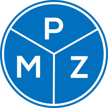 Beyaz arkaplanda PMZ harf logosu tasarımı. PMZ yaratıcı daire harfi logosu konsepti. PMZ harf tasarımı.
