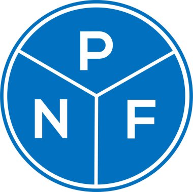 Beyaz arkaplanda PNF harf logosu tasarımı. PNF yaratıcı daire harfi logosu konsepti. PNF harf tasarımı.