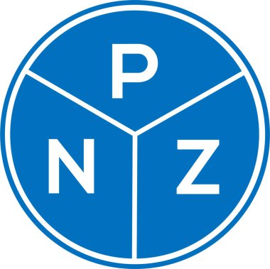 Beyaz arkaplanda PNZ harf logosu tasarımı. PNZ yaratıcı daire harfi logosu konsepti. PNZ harf tasarımı.
