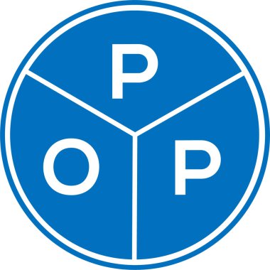 Beyaz arka planda POP harfi logo tasarımı. Popp yaratıcı daire harfi logosu konsepti. POP harf tasarımı.