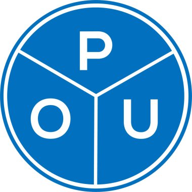 Beyaz arka planda POU mektup logosu tasarımı. POU yaratıcı daire harfi logosu. POU harf tasarımı.