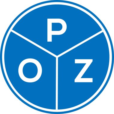 Beyaz arka planda POZ harfi logo tasarımı. POZ yaratıcı daire harfi logosu. POZ harf tasarımı.