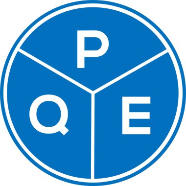 Beyaz arkaplanda PQE harf logosu tasarımı. PQE yaratıcı daire harfi logosu konsepti. PQE harf tasarımı.