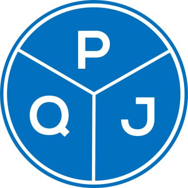 Beyaz arka planda PQJ harf logosu tasarımı. PQJ yaratıcı daire harfi logosu konsepti. PQJ harf tasarımı.