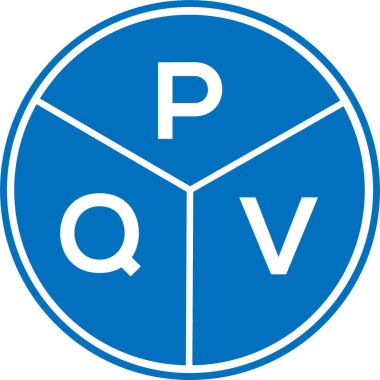 Beyaz arkaplanda PQV harf logosu tasarımı. PQV yaratıcı daire harfi logosu konsepti. PQV harf tasarımı.