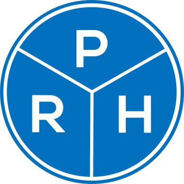 Beyaz arka planda PRH harf logosu tasarımı. PRH yaratıcı daire harfi logosu konsepti. PRH harf tasarımı.