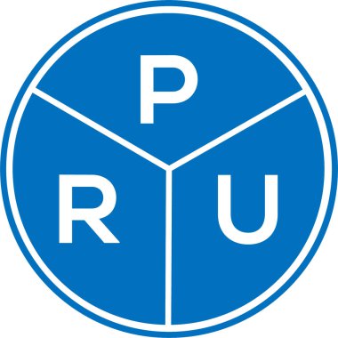 Beyaz arka planda PRU harf logosu tasarımı. PRU yaratıcı daire harfi logosu konsepti. PRU harf tasarımı.
