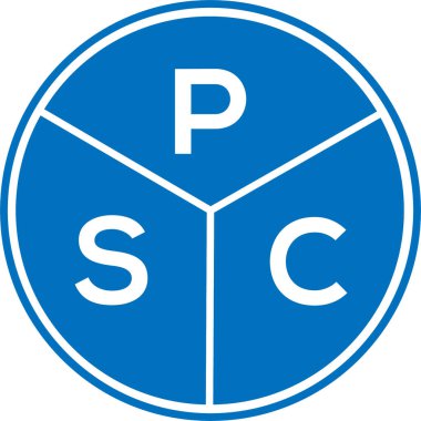Beyaz arka planda PSC harfi logo tasarımı. PSC yaratıcı daire harfi logosu. PSC harf tasarımı.