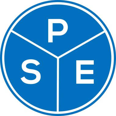 Beyaz arka planda PSE harfi logo tasarımı. PSE yaratıcı daire harfi logosu. PSE harf tasarımı.