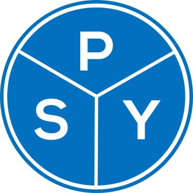 Beyaz arkaplanda PSY harf logosu tasarımı. PSY yaratıcı daire harfi logosu konsepti. PSY harf tasarımı.