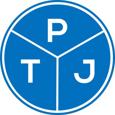 Beyaz arka planda PTJ harf logosu tasarımı. PTJ yaratıcı daire harfi logosu konsepti. PTJ harf tasarımı.