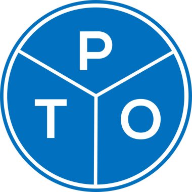 Beyaz arka planda PTO harfi logo tasarımı. PTO yaratıcı daire harfi logosu konsepti. PTO harf tasarımı.