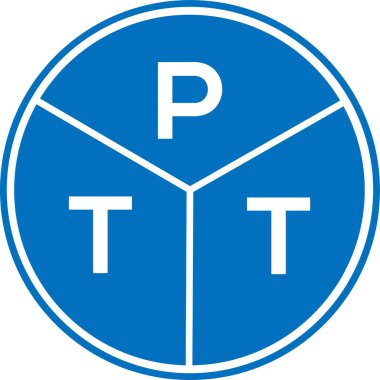 Beyaz arka planda PTT harfi logo tasarımı. PTT yaratıcı daire harfi logosu konsepti. PTT harf tasarımı.