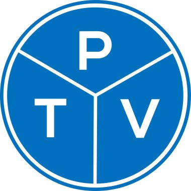 Beyaz arka planda PTV harf logosu tasarımı. PTV yaratıcı daire harfi logosu. PTV harf tasarımı.