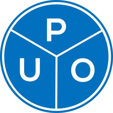 Beyaz arka planda PUO harfi logo tasarımı. PUO yaratıcı daire harfi logosu. PUO harf tasarımı.