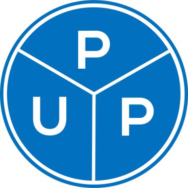 Beyaz arka planda PUP harf logosu tasarımı. PUP yaratıcı daire harfi logosu. PUP harf tasarımı.