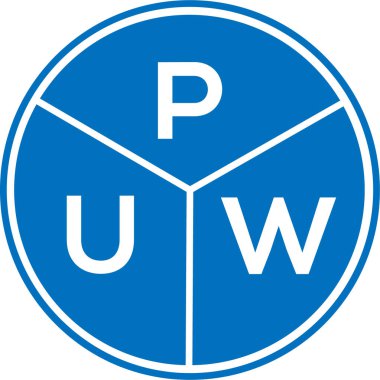 Beyaz arkaplanda PUW harf logosu tasarımı. PUW yaratıcı daire harfi logosu. PUW harf tasarımı.