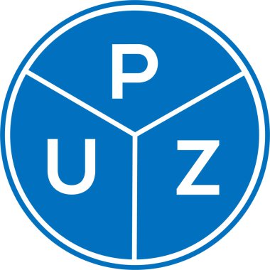 Beyaz arkaplanda PUZ harfi logo tasarımı. PUZ yaratıcı daire harfi logosu. PUZ harf tasarımı.