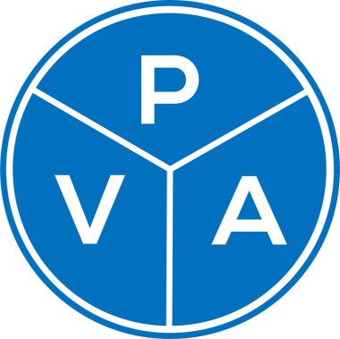 Beyaz arka planda PVA harf logosu tasarımı. PVA yaratıcı daire harf logosu konsepti. PVA harf tasarımı.