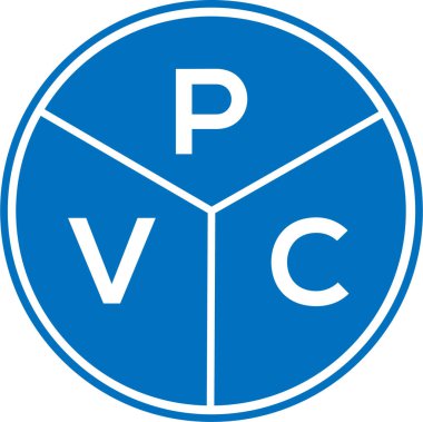 Beyaz arka planda PVC harf logosu tasarımı. PVC yaratıcı daire harfi logosu konsepti. PVC harf tasarımı.