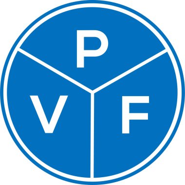Beyaz arka planda PVF harf logosu tasarımı. PVF yaratıcı daire harfi logosu konsepti. PVF harf tasarımı.