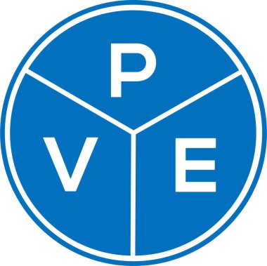 Beyaz arka planda PVE harfli logo tasarımı. PVE yaratıcı daire harfi logosu. PVE harf tasarımı.