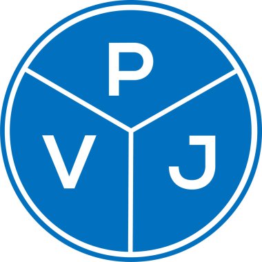 Beyaz arka planda PVJ harf logosu tasarımı. PVJ yaratıcı daire harfi logosu konsepti. PVJ harf tasarımı.