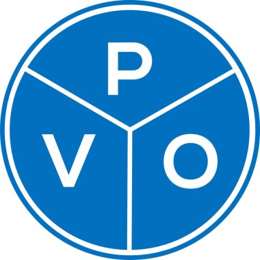 Beyaz arka planda PVO harf logosu tasarımı. PVO yaratıcı daire harfi logosu konsepti. PVO harf tasarımı.