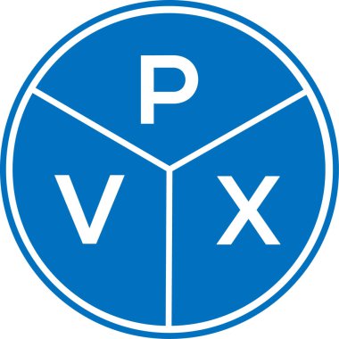 Beyaz arka planda PVX harfli logo tasarımı. PVX yaratıcı daire harfi logosu konsepti. PVX harf tasarımı.