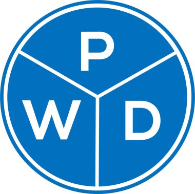 Beyaz arka planda PWD harf logosu tasarımı. PWD yaratıcı daire harfi logosu konsepti. PWD harf tasarımı.