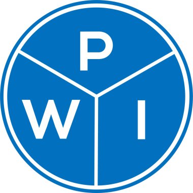 Beyaz arka planda PWI harf logosu tasarımı. PWI yaratıcı daire harfi logosu konsepti. PWI harf tasarımı.