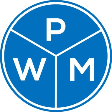 Beyaz arkaplanda PWM harf logosu tasarımı. PWM yaratıcı daire harfi logosu konsepti. PWM harf tasarımı.