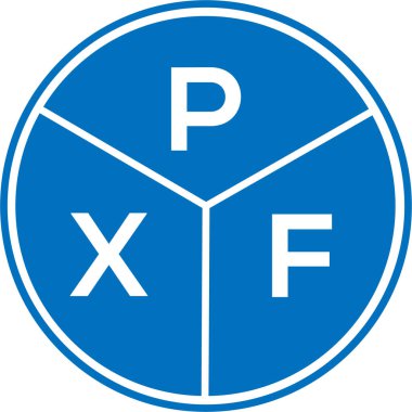 Beyaz arkaplanda PXF harf logosu tasarımı. PXF yaratıcı daire harfi logosu konsepti. PXF harf tasarımı.