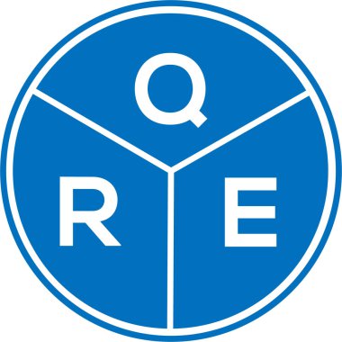 Beyaz arkaplanda QRE harf logosu tasarımı. QRE yaratıcı daire harfi logosu konsepti. QRE harf tasarımı.
