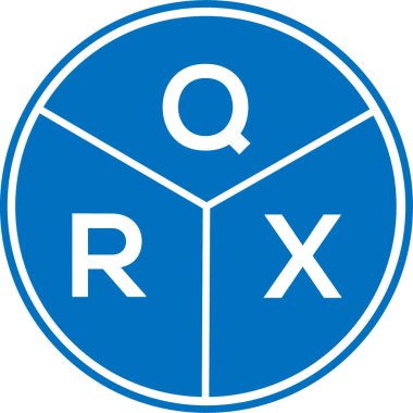 Beyaz arkaplanda QRX harfli logo tasarımı. QRX yaratıcı daire harfi logosu konsepti. QRX harf tasarımı.