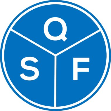 Beyaz arkaplanda QSF harf logosu tasarımı. QSF yaratıcı daire harfi logosu konsepti. QSF harf tasarımı.