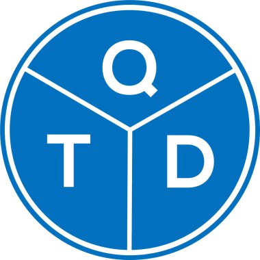 Beyaz arkaplanda QTD harf logosu tasarımı. QTD yaratıcı daire harfi logosu konsepti. QTD harf tasarımı.